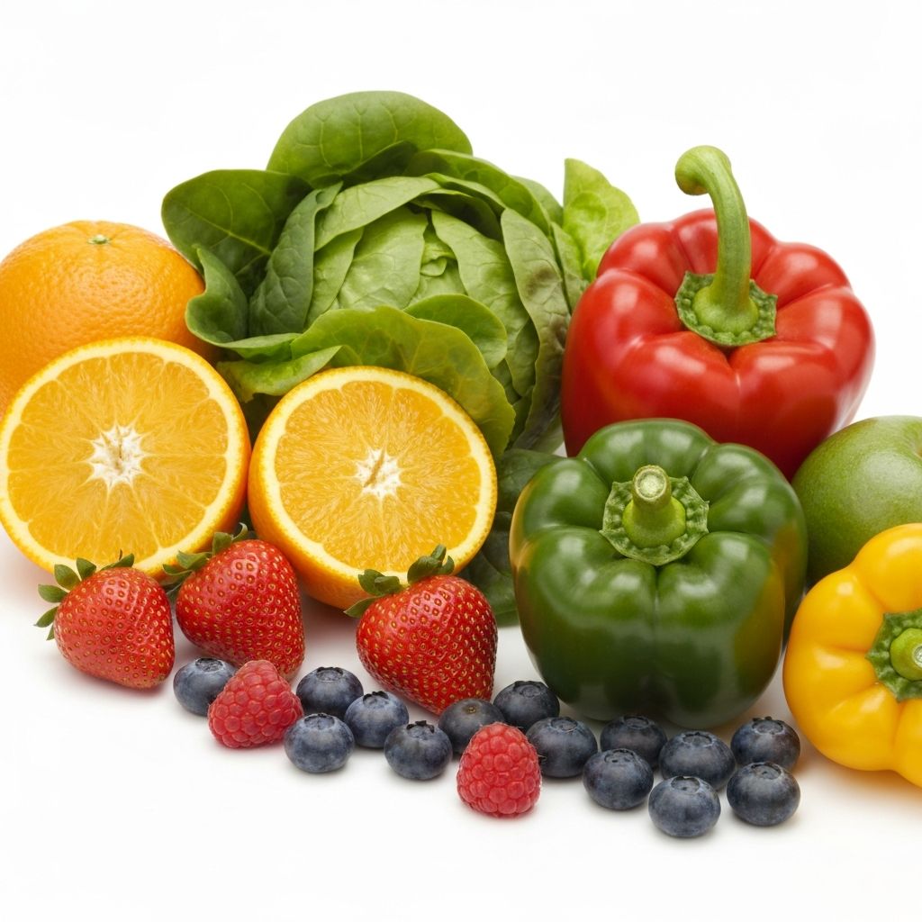 Colorful fruits and vegetables rich in vitamins